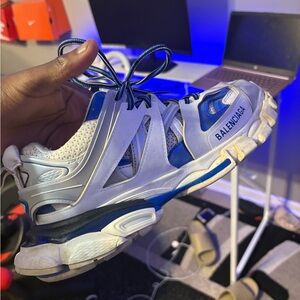 Balenciaga Kids White and Blue Sneakers